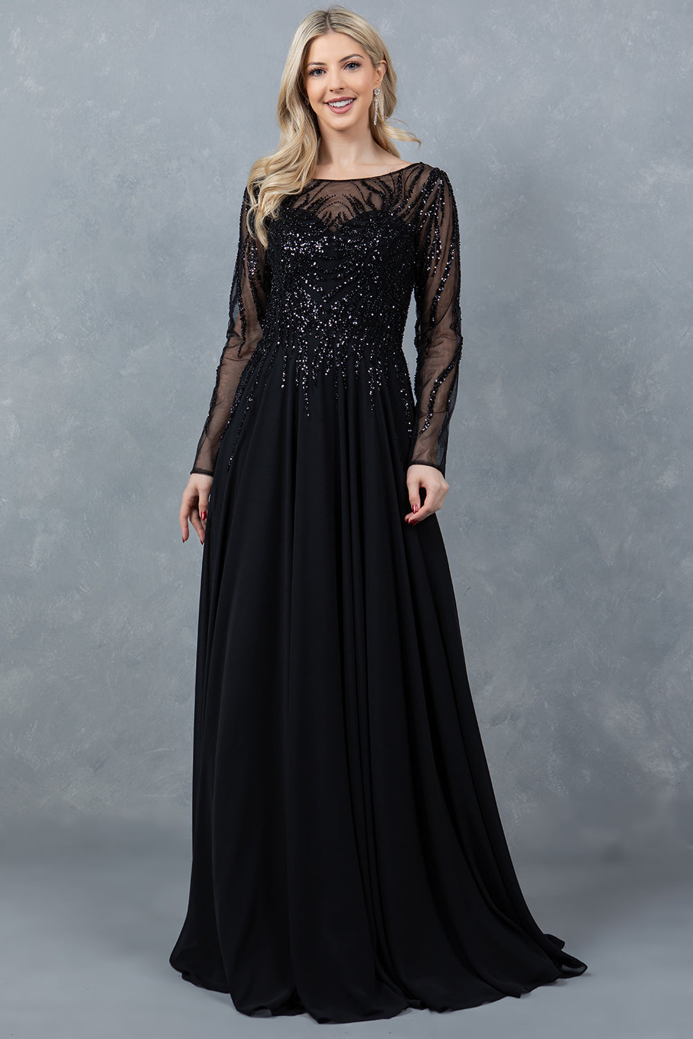 Long Sleeve A-line Gown by Cinderella Couture 8294M