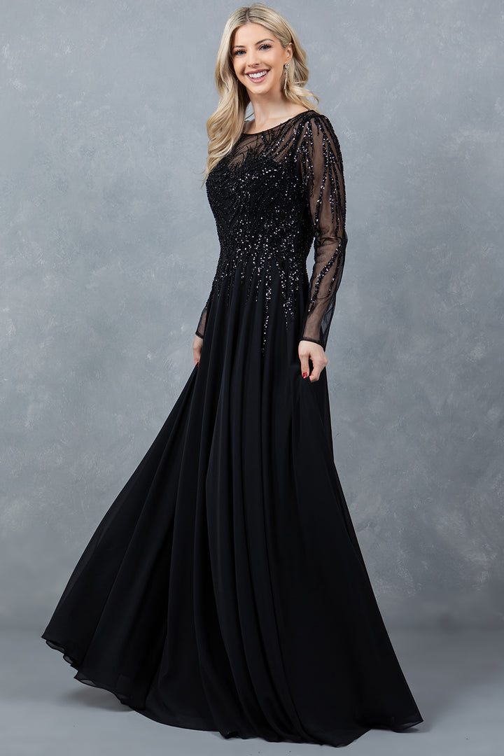 Long Sleeve A-line Gown by Cinderella Couture 8294M