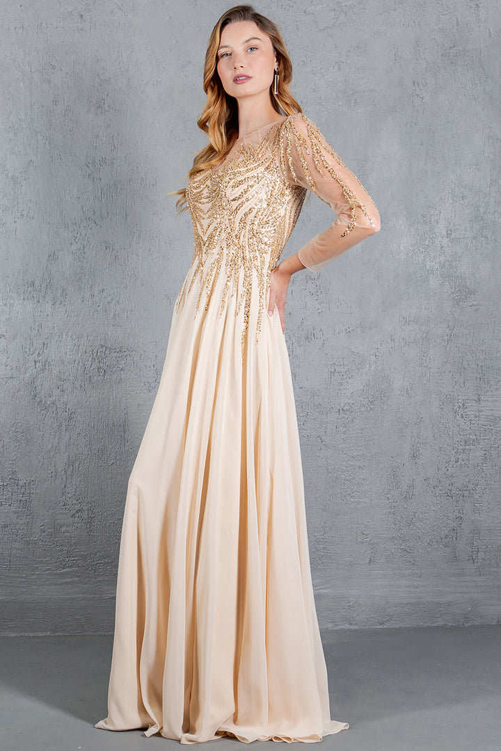 Long Sleeve A-line Gown by Cinderella Couture 8294M