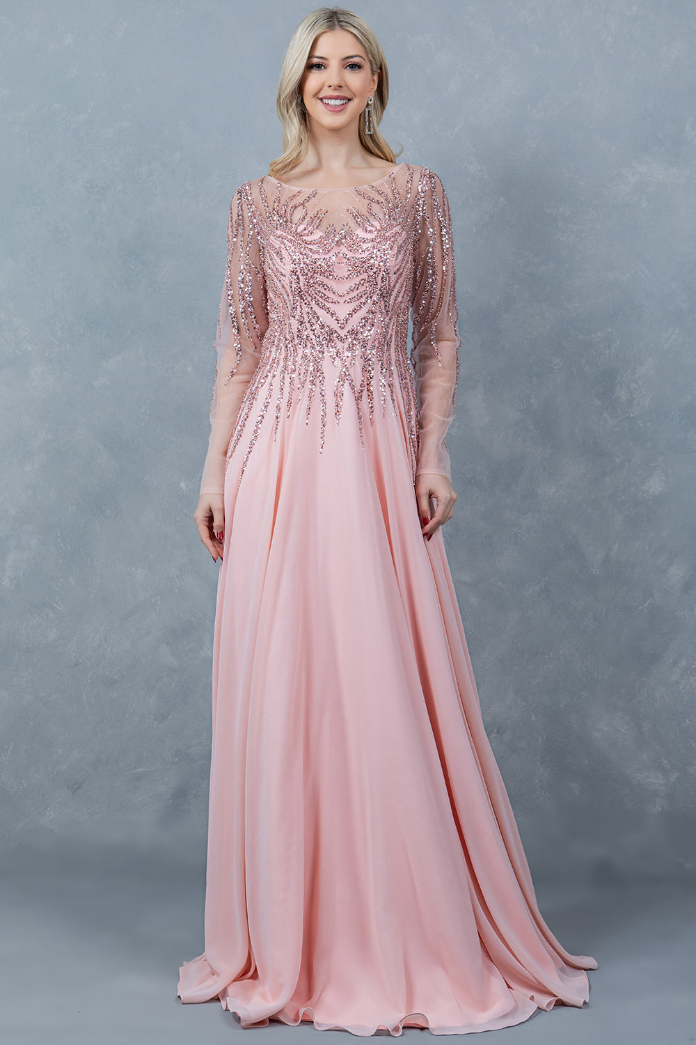 Long Sleeve A-line Gown by Cinderella Couture 8294M