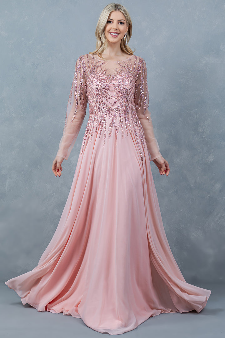 Long Sleeve A-line Gown by Cinderella Couture 8294M