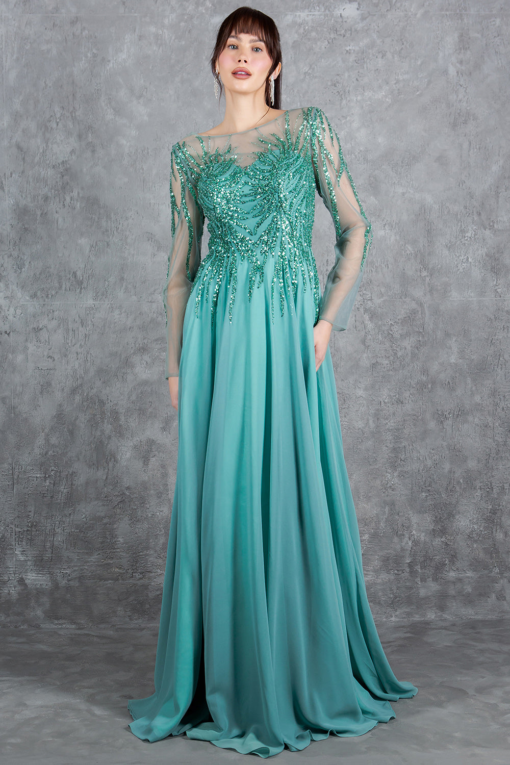 Long Sleeve A-line Gown by Cinderella Couture 8294M