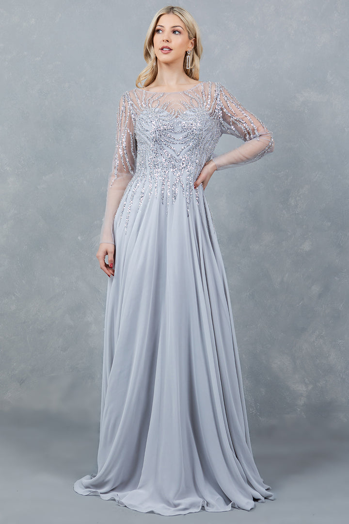 Long Sleeve A-line Gown by Cinderella Couture 8294M