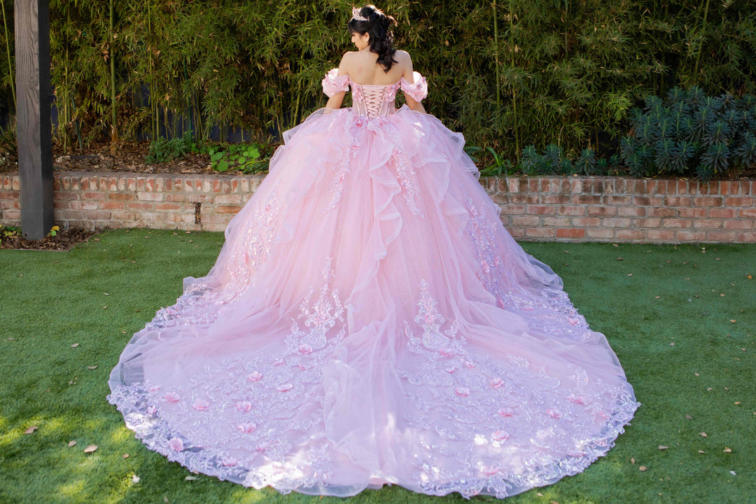 3D Floral Off Shoulder Ball Gown by Cinderella Couture 8330J