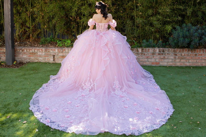 3D Floral Off Shoulder Ball Gown by Cinderella Couture 8330J