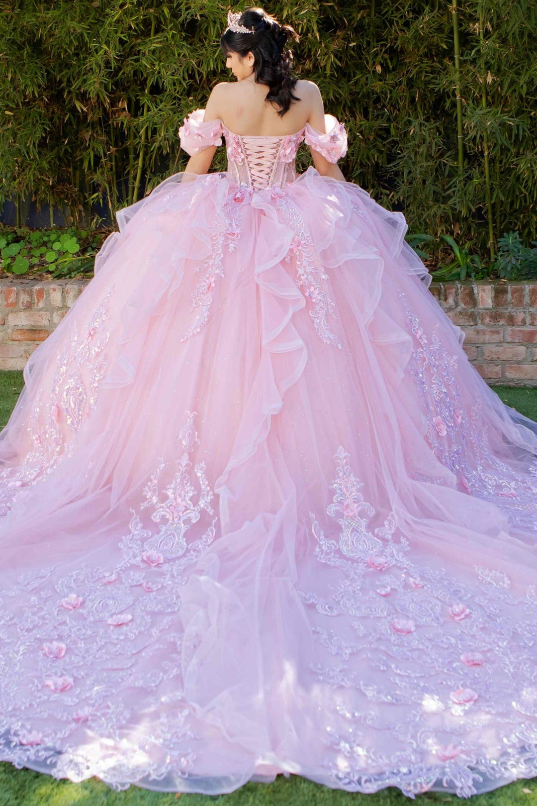 3D Floral Off Shoulder Ball Gown by Cinderella Couture 8330J