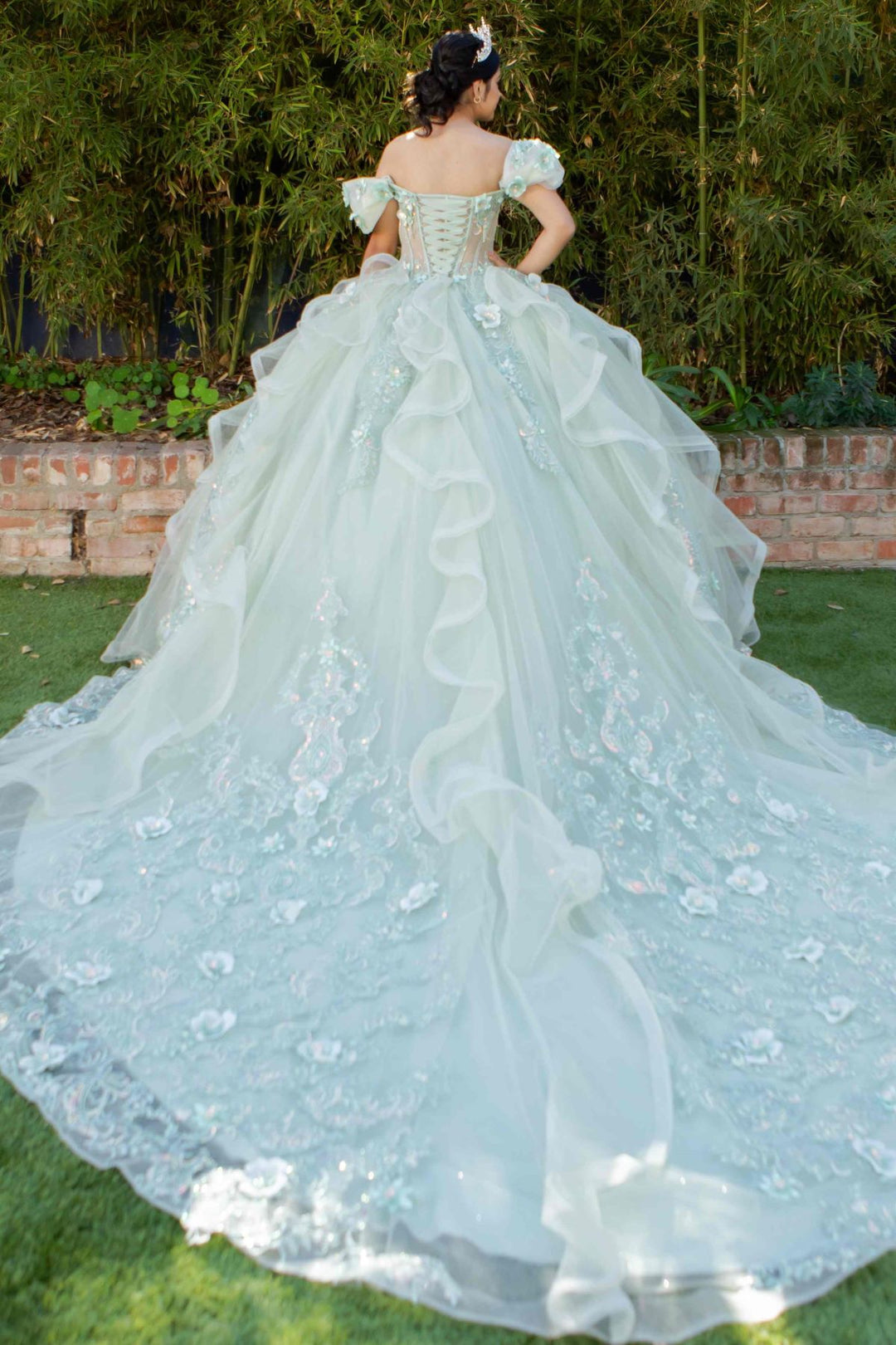 3D Floral Off Shoulder Ball Gown by Cinderella Couture 8330J