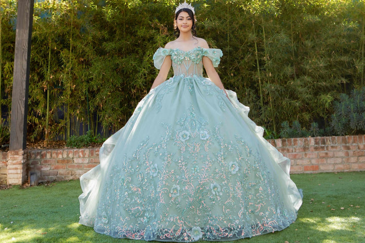 3D Floral Off Shoulder Ball Gown by Cinderella Couture 8330J