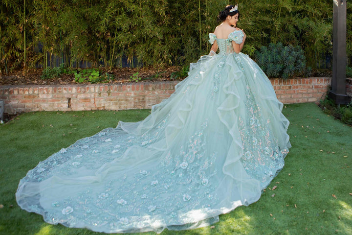 3D Floral Off Shoulder Ball Gown by Cinderella Couture 8330J