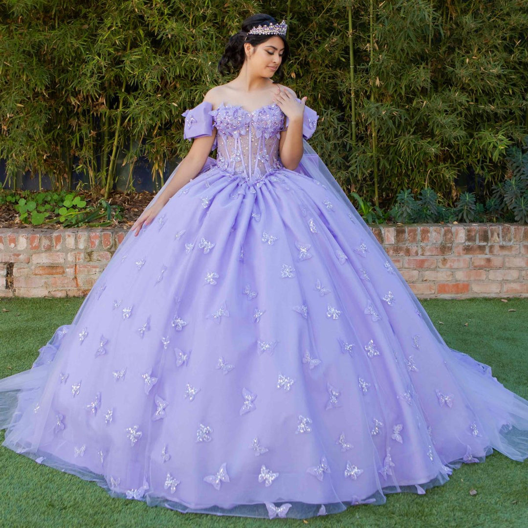 Cape Sleeve Ball Gown by Cinderella Couture 8350J