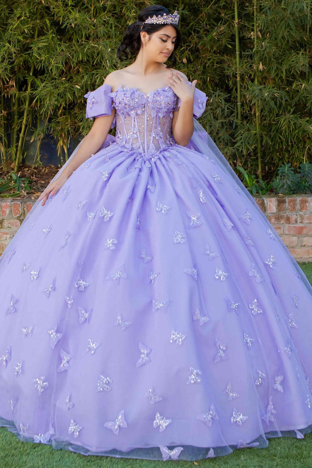 Cape Sleeve Ball Gown by Cinderella Couture 8350J