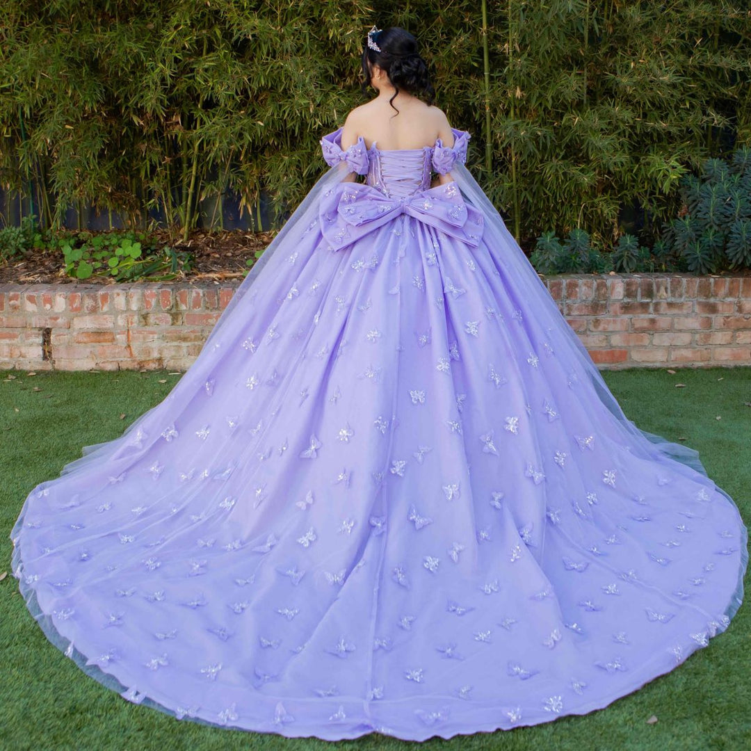 Cape Sleeve Ball Gown by Cinderella Couture 8350J