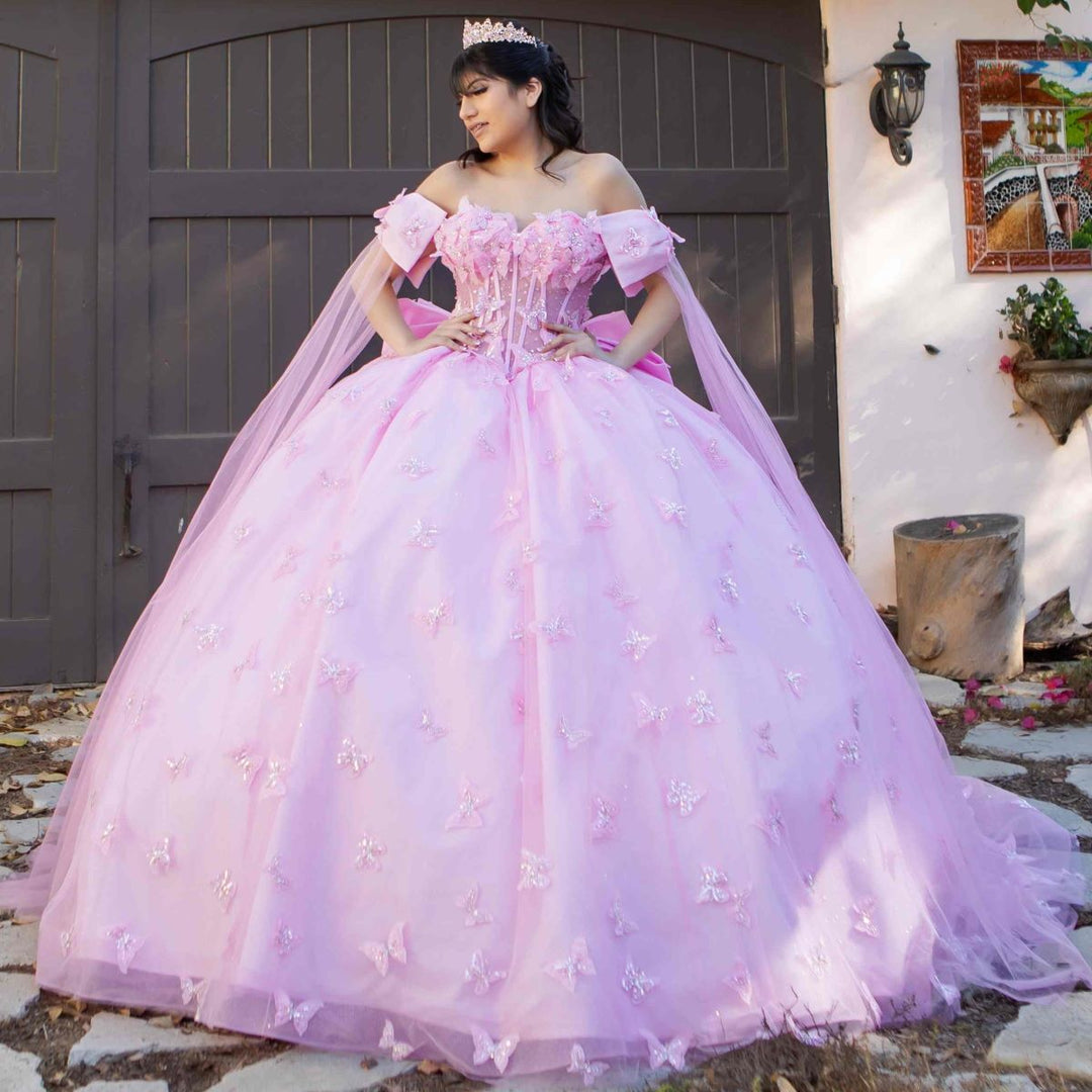 Cape Sleeve Ball Gown by Cinderella Couture 8350J