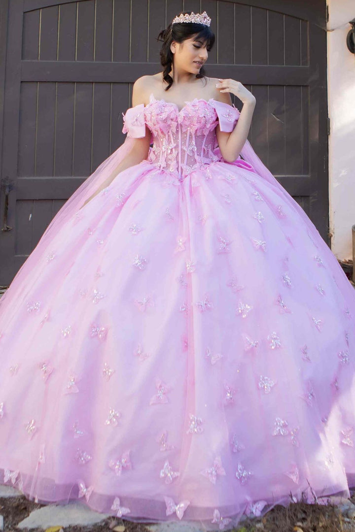 Cape Sleeve Ball Gown by Cinderella Couture 8350J