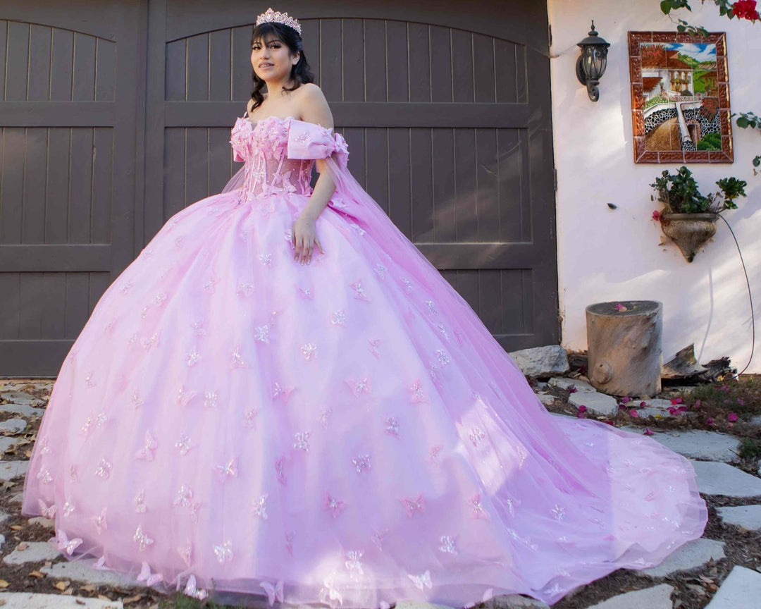 Cape Sleeve Ball Gown by Cinderella Couture 8350J