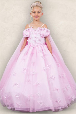 Girls Butterfly Cold Shoulder Gown by Cinderella Couture 8350