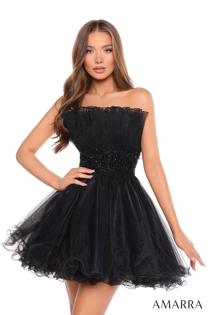 Short Strapless Ruffled A-line Dress by Amarra 88038