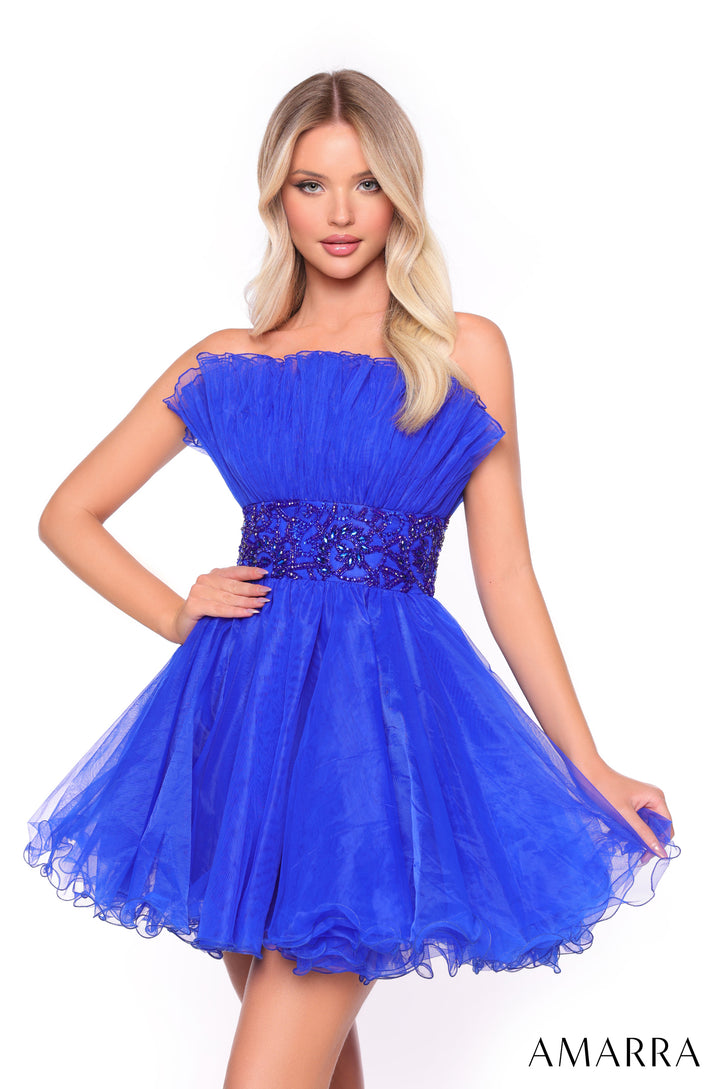 Short Strapless Ruffled A-line Dress by Amarra 88038