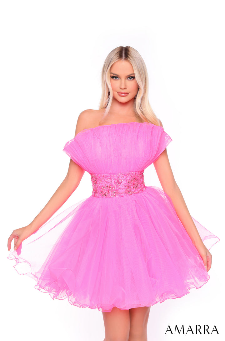 Short Strapless Ruffled A-line Dress by Amarra 88038