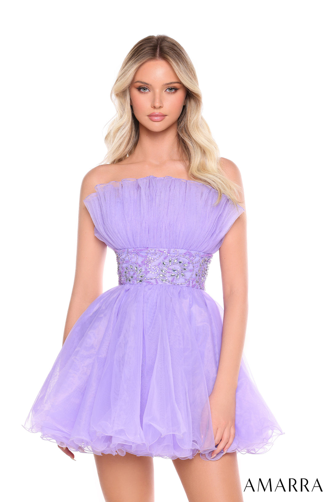 Short Strapless Ruffled A-line Dress by Amarra 88038