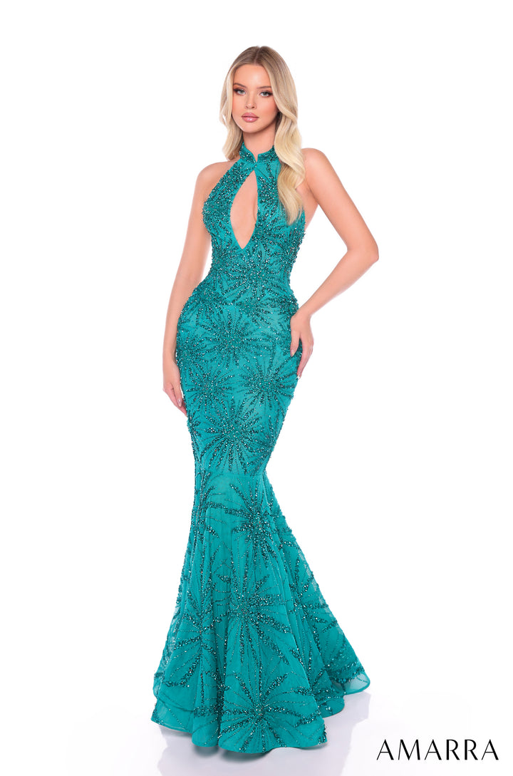 Embellished Halter Mermaid Dress by Amarra 88139