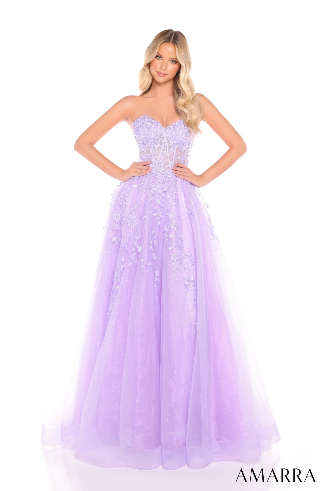 Applique Strapless A-line Gown by Amarra 88263