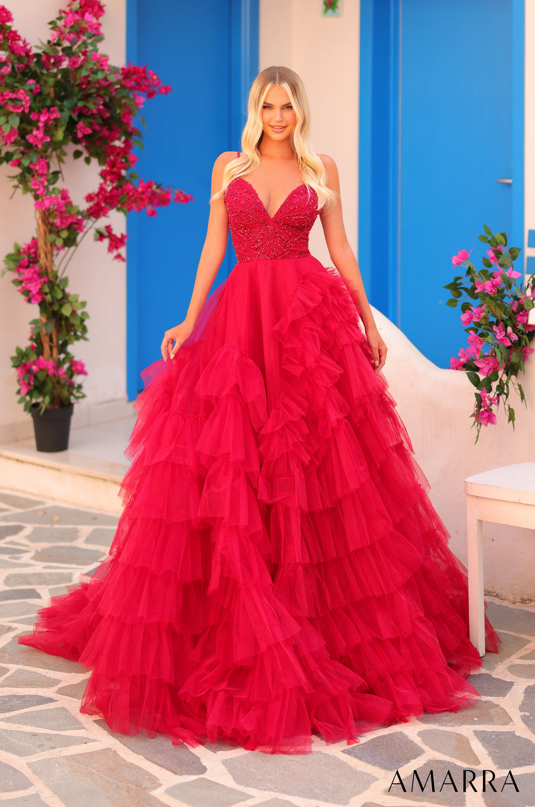 Sleeveless A-line Ruffled Gown by Amarra 88296