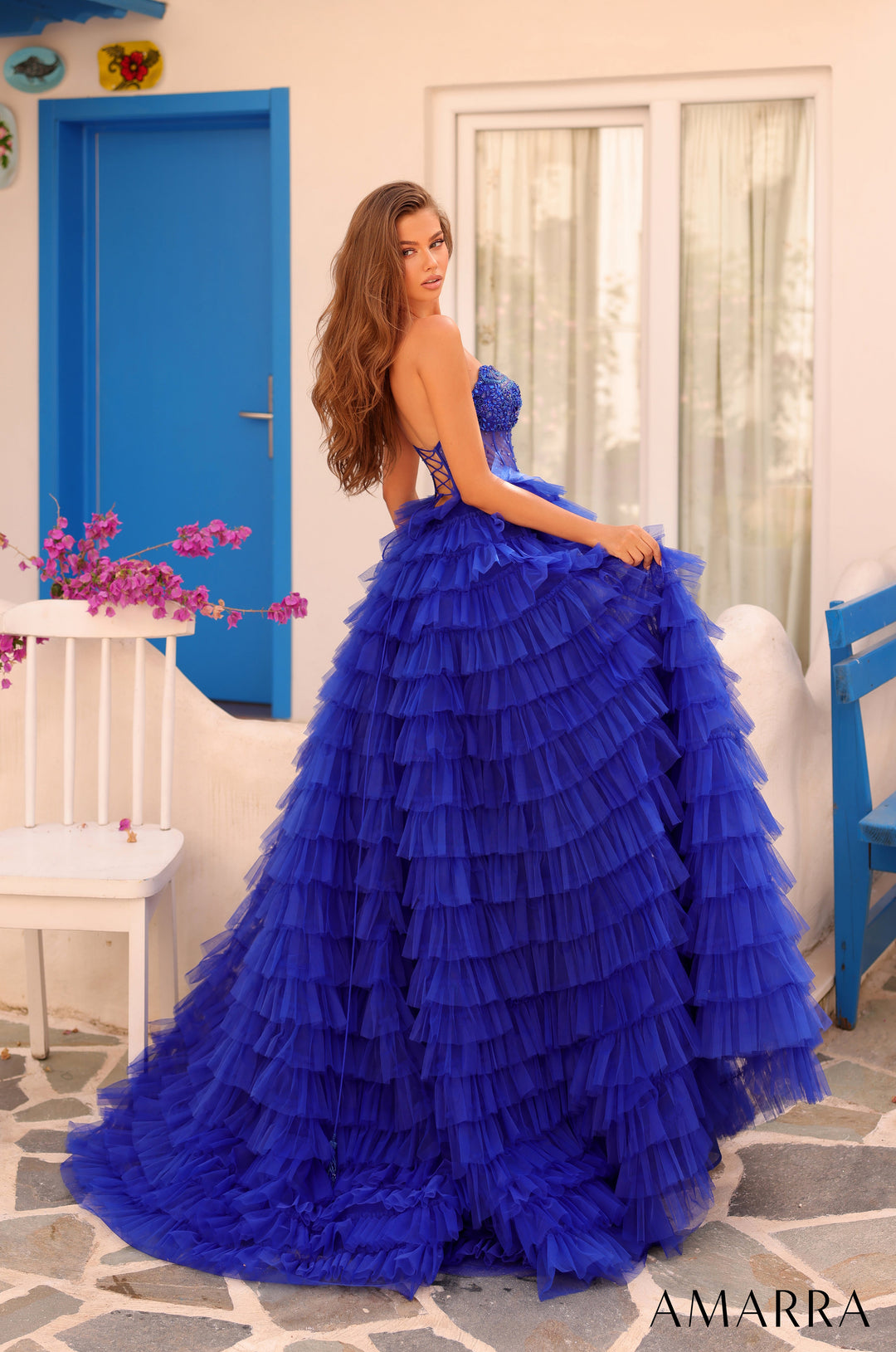 Tulle Strapless A-line Ruffled Gown by Amarra 88297