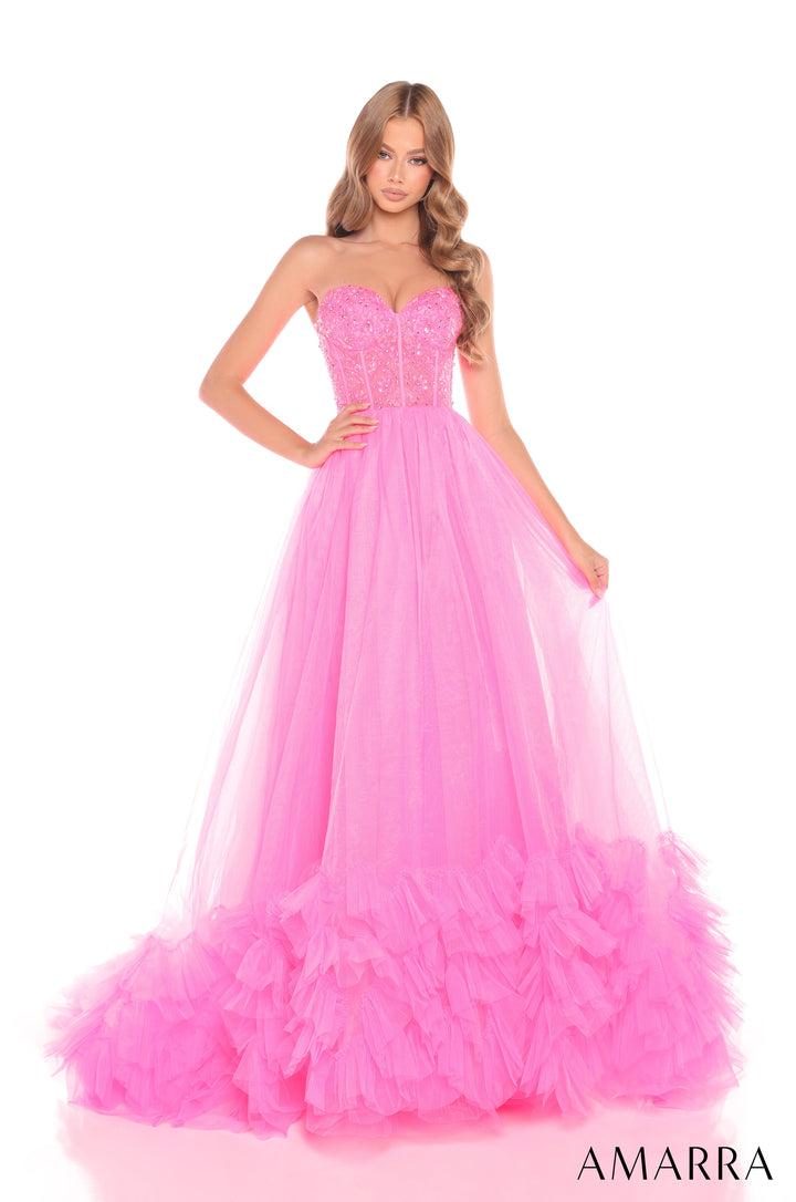 Strapless A-line Ruffled Gown by Amarra 88339