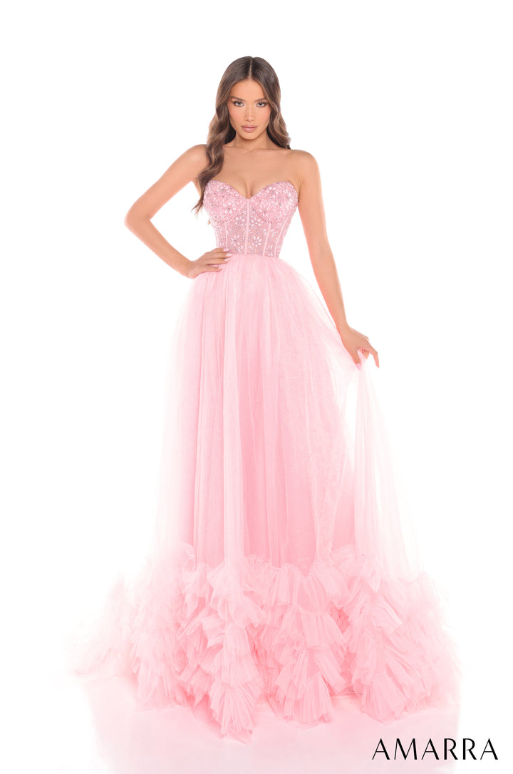 Strapless A-line Ruffled Gown by Amarra 88339