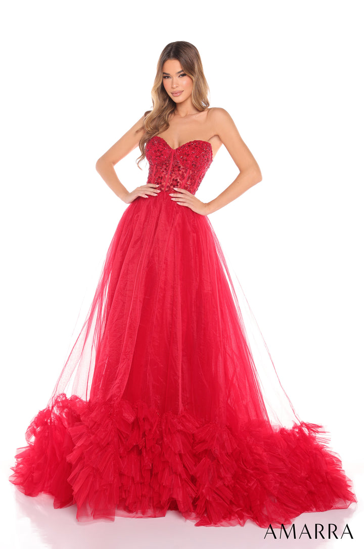 Strapless A-line Ruffled Gown by Amarra 88339