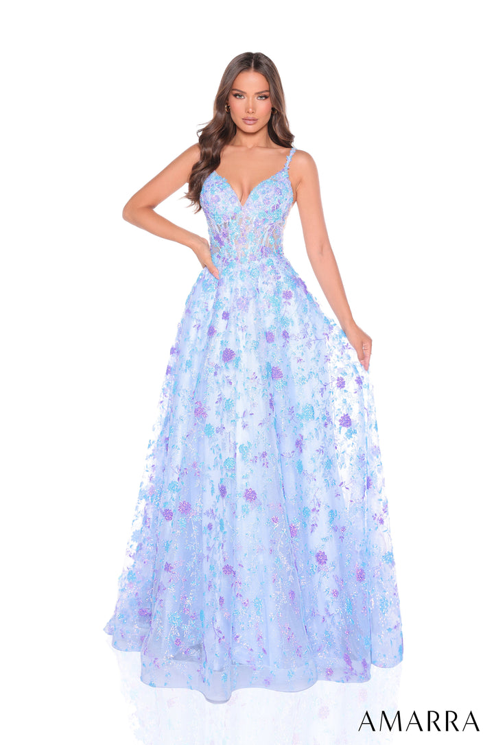 Glitter Print Sleeveless A-line Gown by Amarra 88362