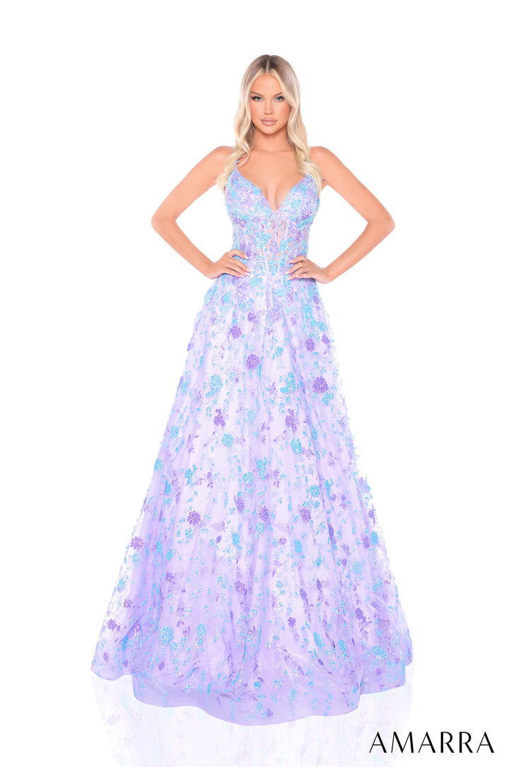 Glitter Print Sleeveless A-line Gown by Amarra 88362