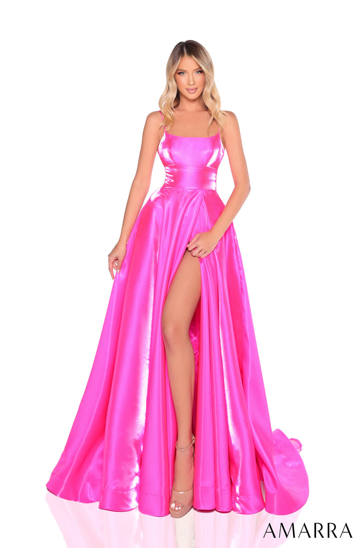 Taffeta Sleeveless A-line Slit Gown by Amarra 88382