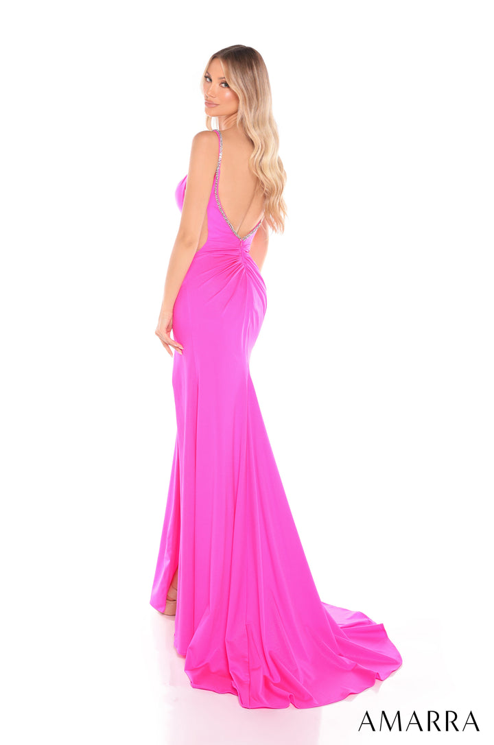 Beaded Jersey Sleeveless Slit Gown by Amarra 88428