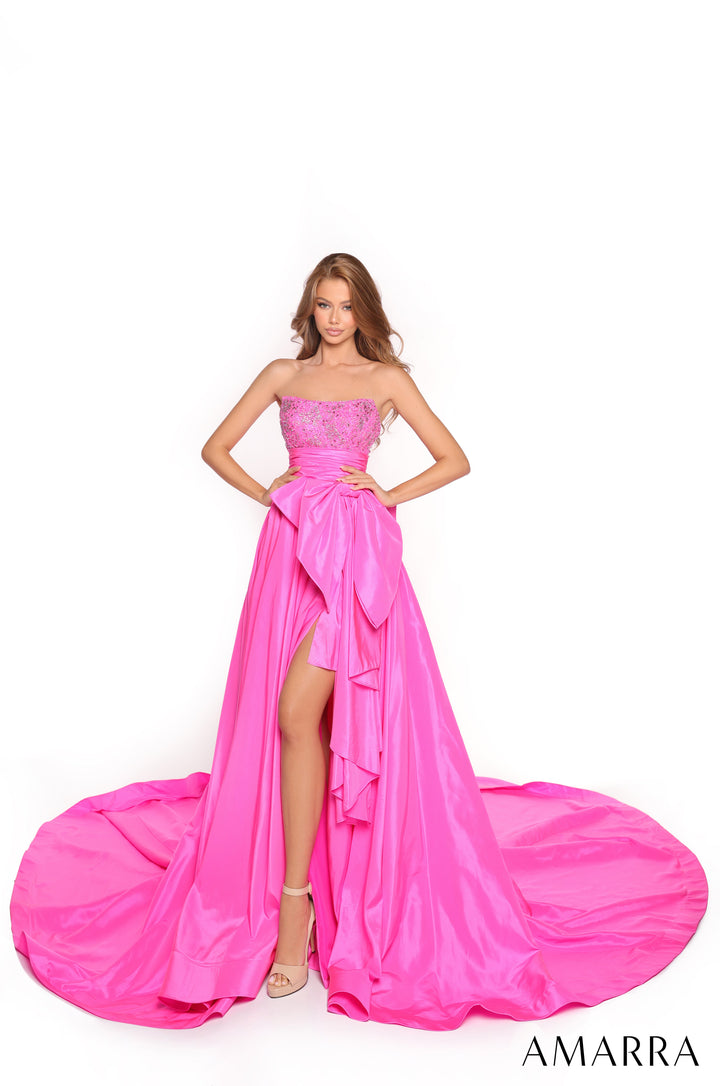 Taffeta Strapless A-line Slit Gown by Amarra 88446