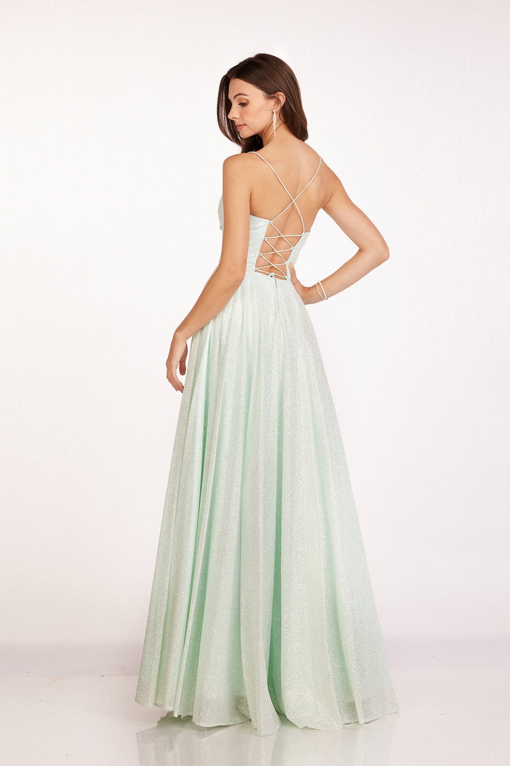 Glitter Tulle Sleeveless Gown by Abby Paris 90208