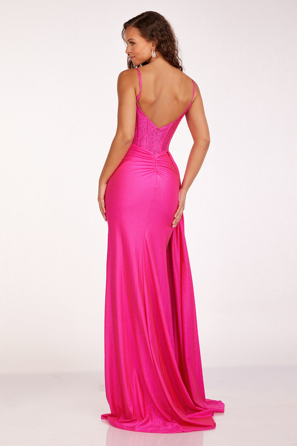 Beaded Fitted Sleeveless Slit Gown by Abby Paris 90231