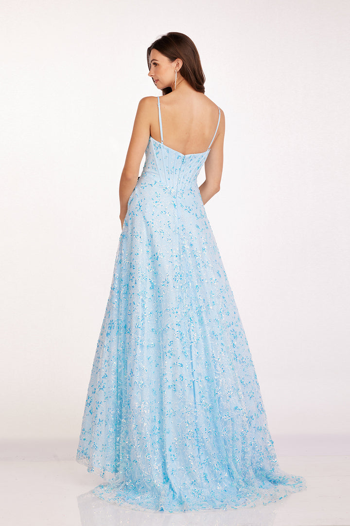 Sequin Print Sleeveless Gown by Abby Paris 90240