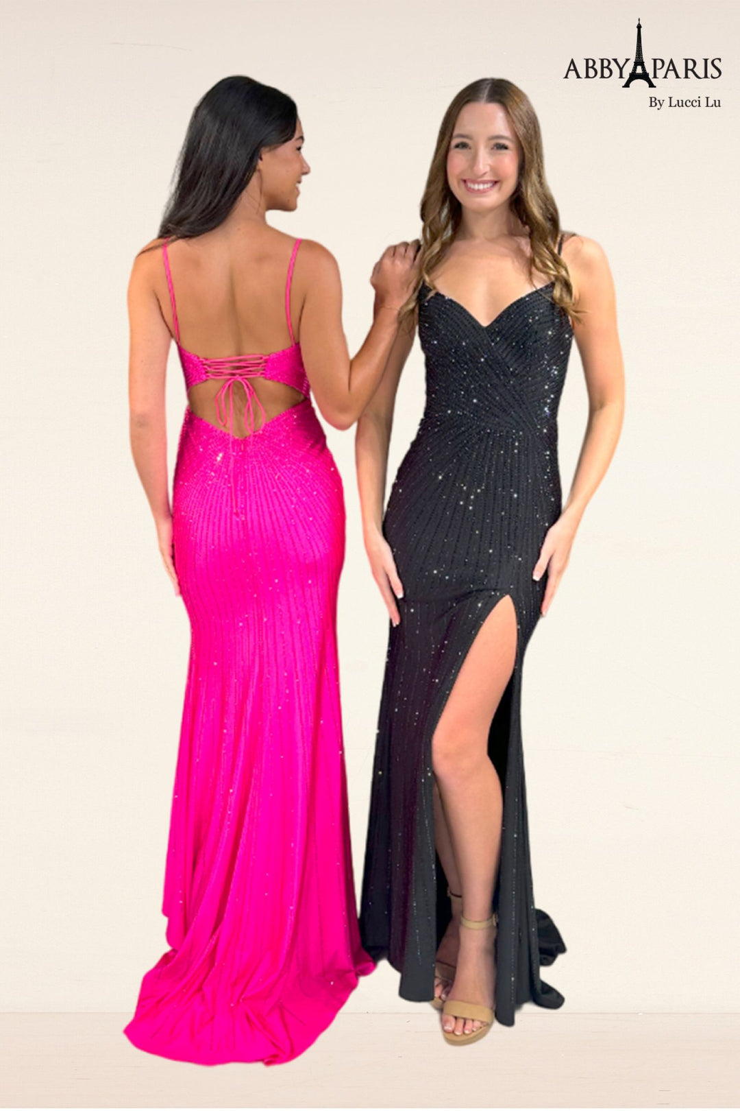 Beaded Sweetheart Slit Gown by Abby Paris 90304