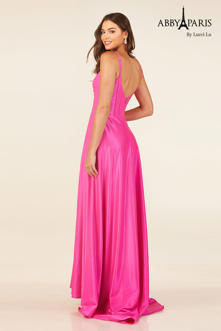 Sleeveless A-line Slit Gown by Abby Paris 90309