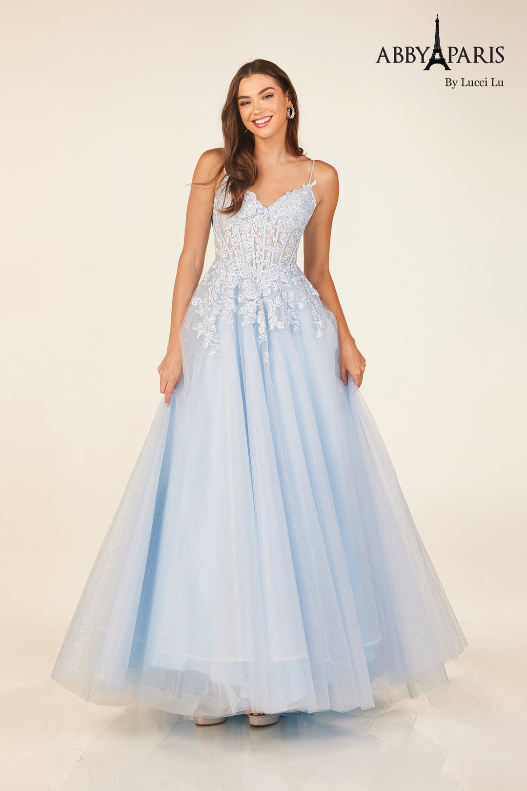 Applique Sleeveless A-line Gown by Abby Paris 90327