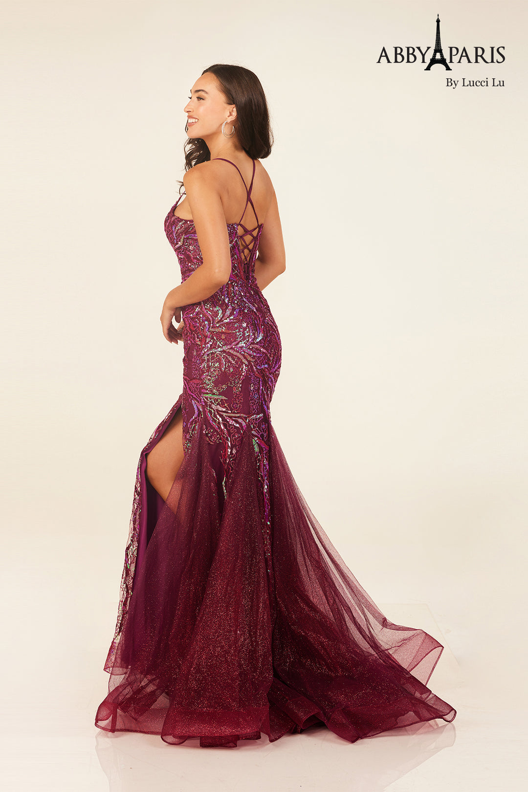 Beaded Sleeveless Slit Gown by Abby Paris 90332