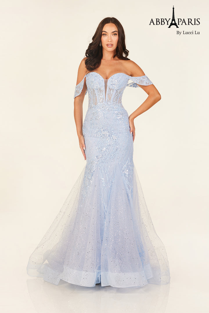 Off Shoulder Mermaid Dress by Abby Paris 90335