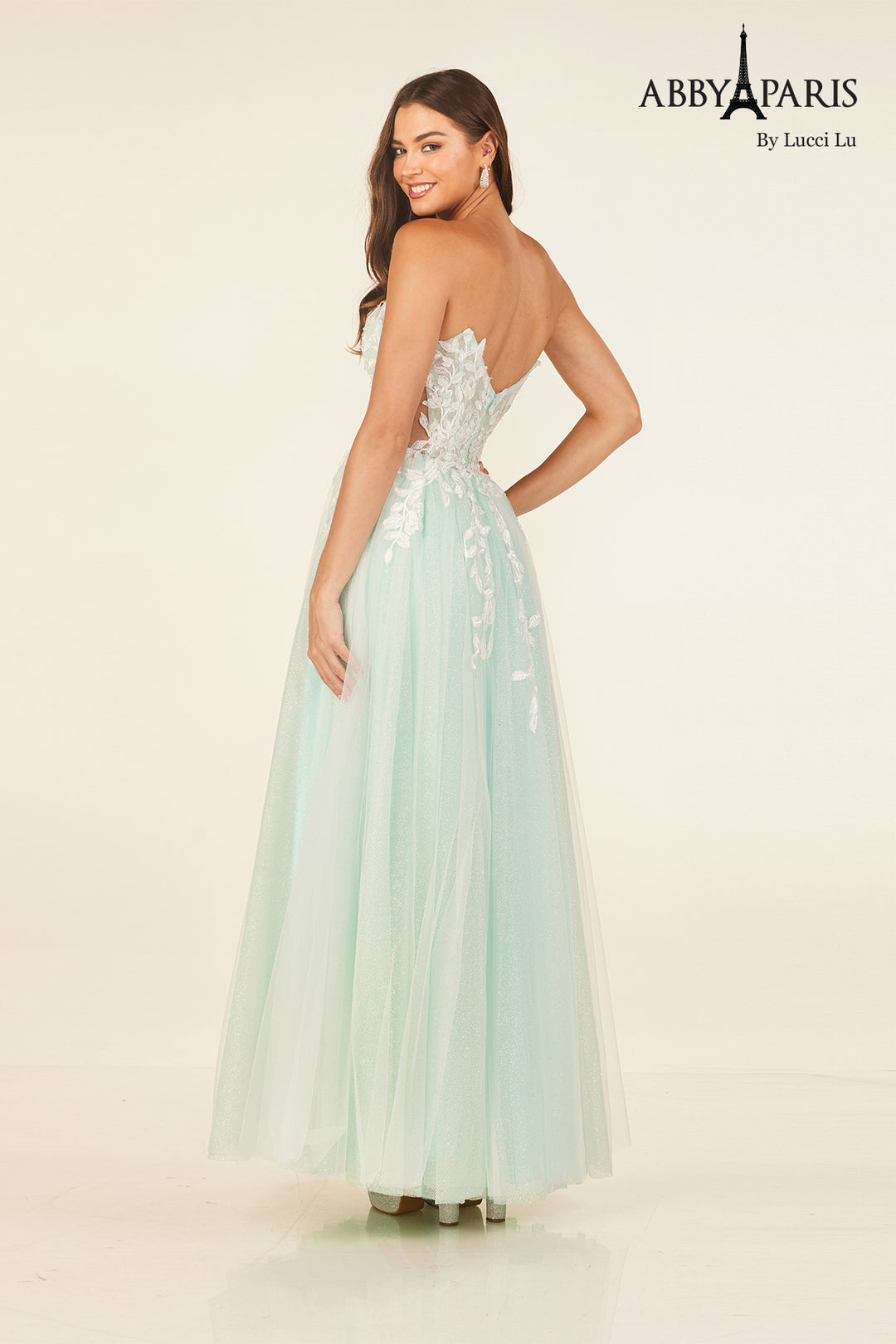 Applique Strapless A-line Gown by Abby Paris 90337