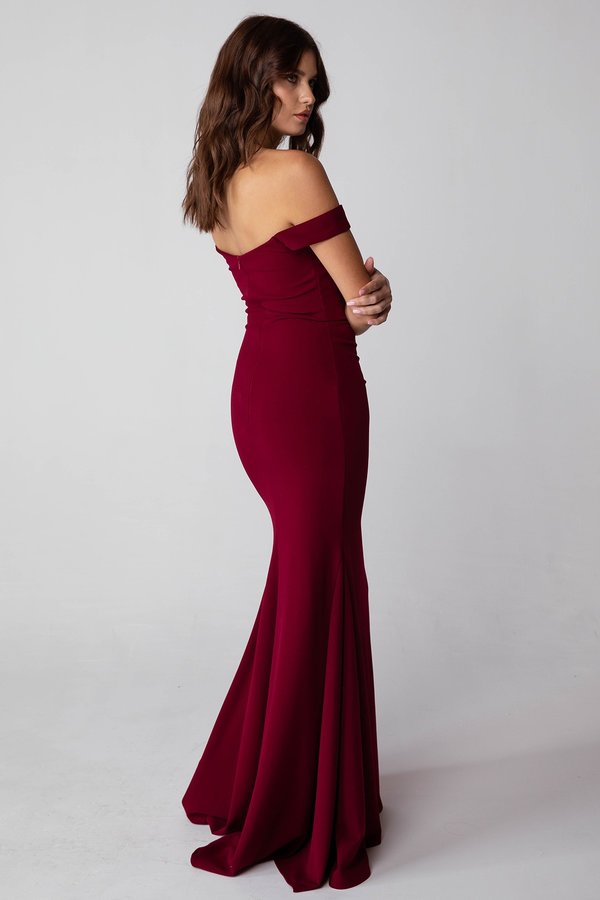 Jersey Fitted Off Shoulder Gown by Eureka 9081