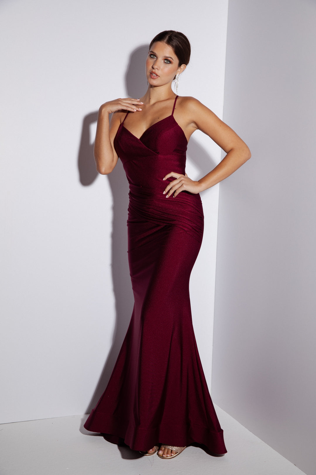 Jersey Fitted Strappy Back Gown by Eureka 9151