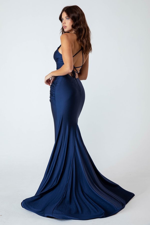 Jersey Fitted Strappy Back Gown by Eureka 9151