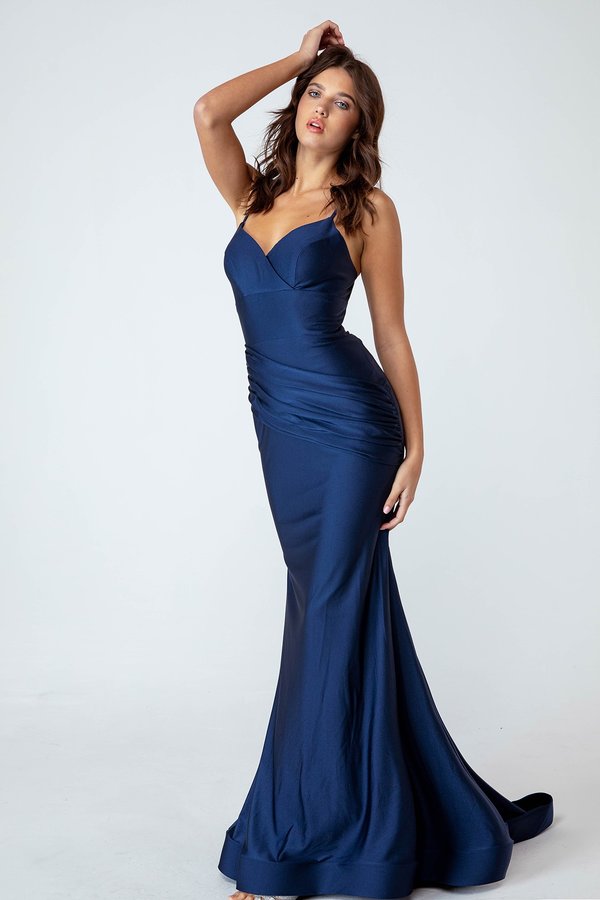 Jersey Fitted Strappy Back Gown by Eureka 9151