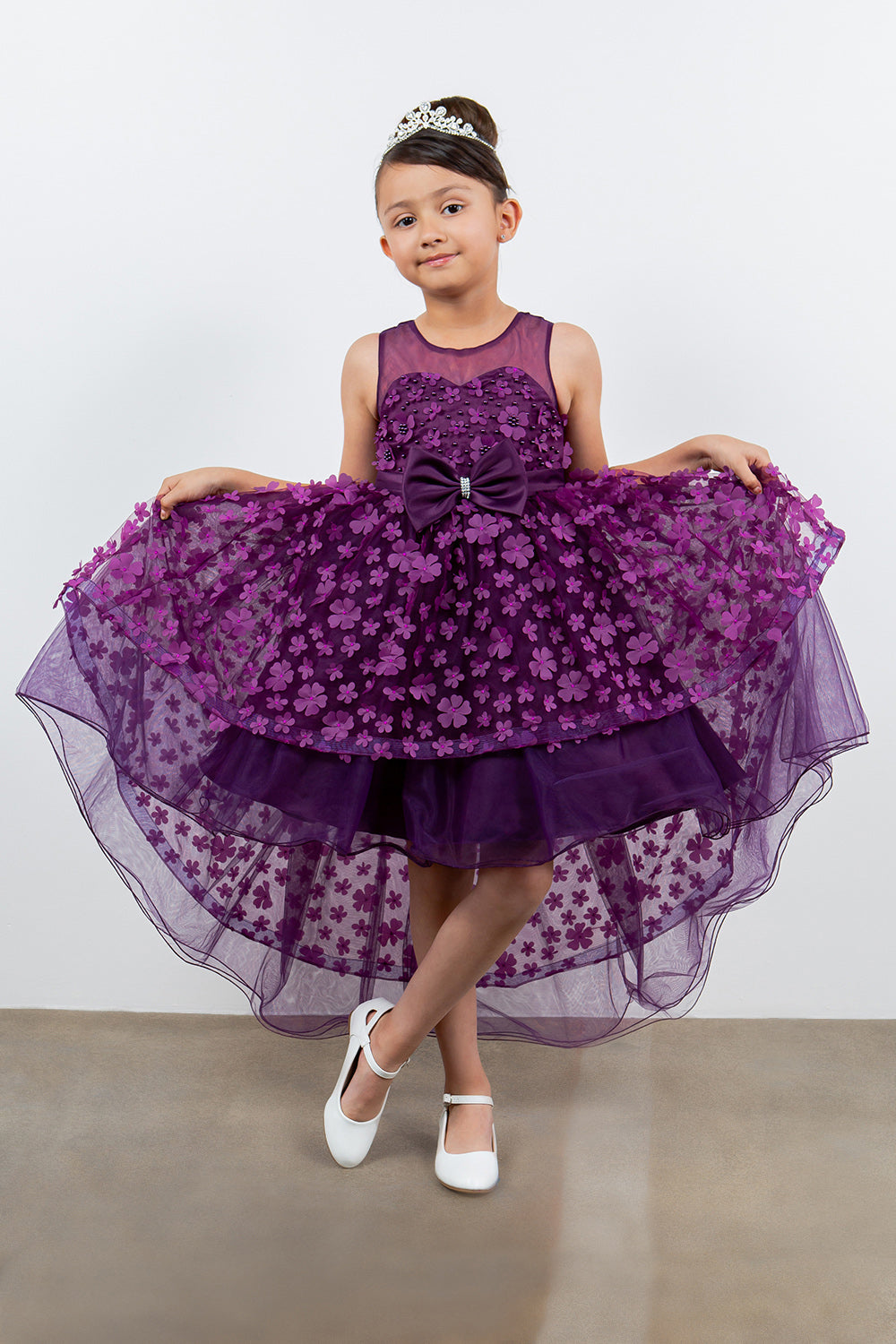 Girls 3D Floral High Low Dress by Cinderella Couture 9170